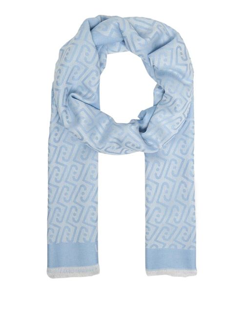 Foulard donna celeste con logo jacquard LIU JO | 2A6001T0300/44115